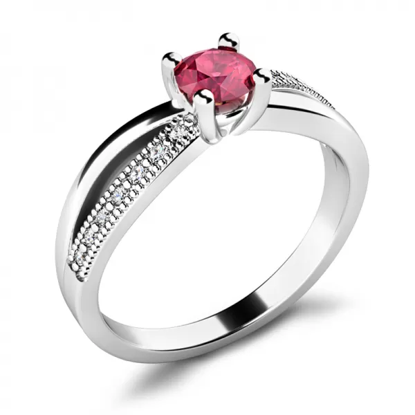 Dámský prsten bílé zlato 585/1000 přírodní diamant G/SI 10998-B-RUB