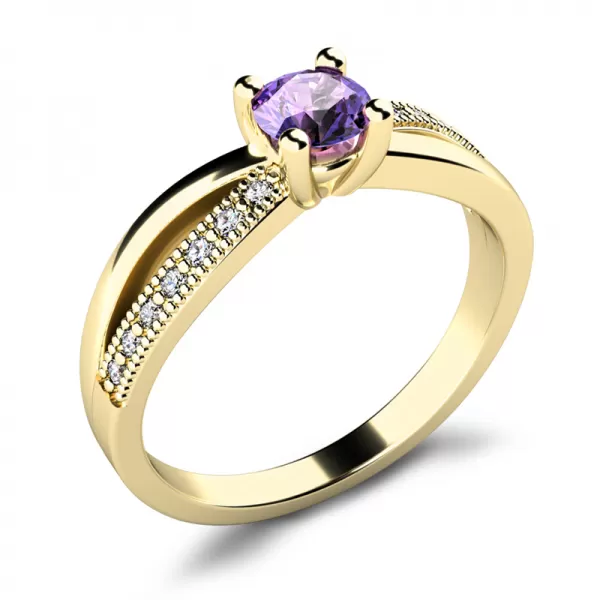 Dámský prsten žluté zlato 585/1000 přírodní diamant G/SI s tanzanitem tanzanit 10998-ZL-TAN