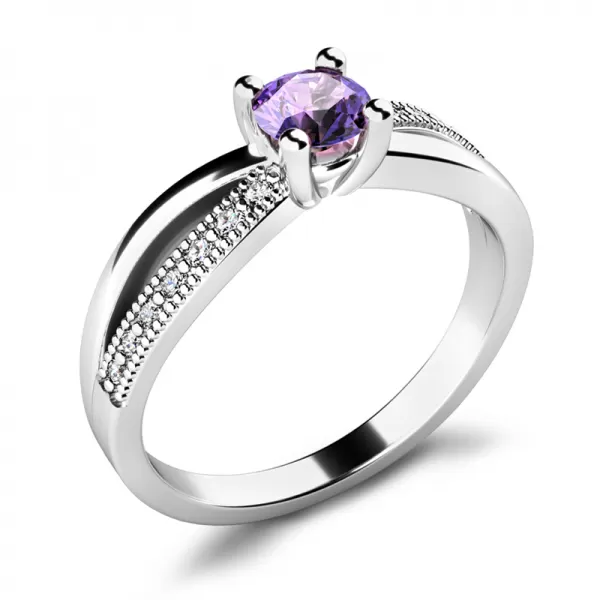 Dámský prsten bílé zlato 585/1000 přírodní diamant G/SI s Tanzanitem tanzanit 10998-B-TAN