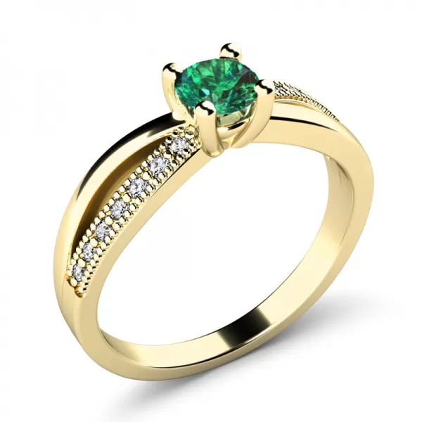 Dámský prsten žluté zlato 585/1000 přírodní diamant G/SI se smaragd 10998-ZL-SMAR