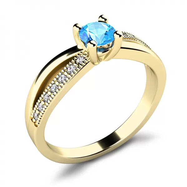 Dámský prsten žluté zlato 585/1000 přírodní diamant G/SI s topaz 10998-ZL-TPZ