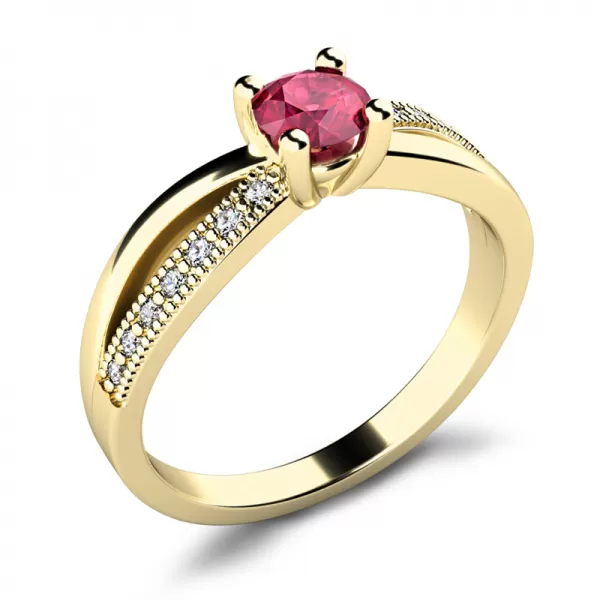 Dámský prsten žluté zlato 585/1000 přírodní diamant G/SI 10998-ZL-RUB