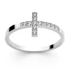 Dámský prsten bílé zlato 585/1000 přírodní diamant G/SI křížek 140032-B-DIA