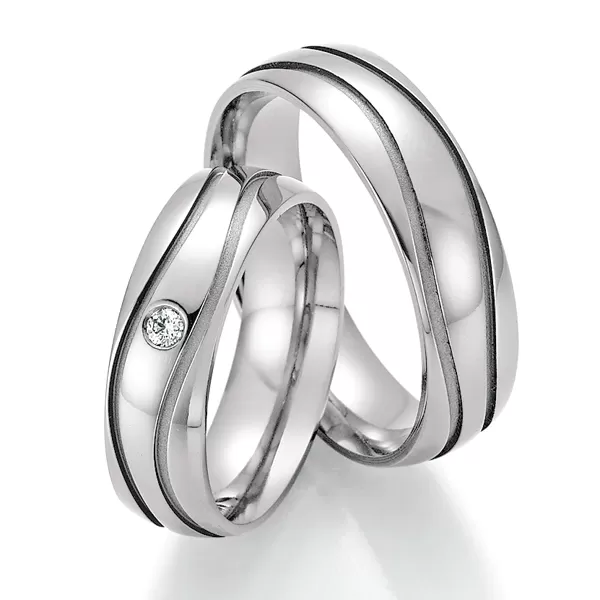 Snubní prsteny titan přírodní diamant 0.045 ct briliantem SP-20130