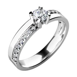 Zásnubní prsten bílé zlato 585/1000 přírodní diamant 0.41 ct G/SI ZP-10760D