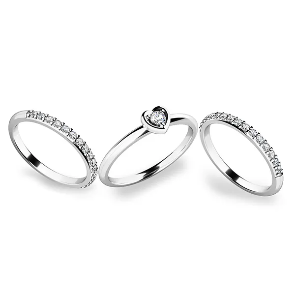 Nádherný set zásnubních prstenů z bílého zlata 10849-SET02-BB