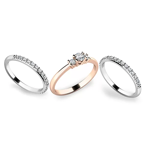 Zásnubní prsten zlato mix 585/1000 set zásnubních 10843-SET02-RB