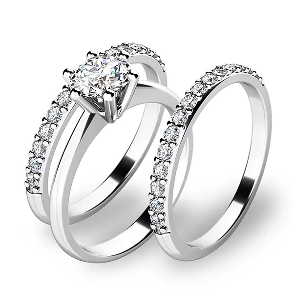 Zásnubní prsten bílé zlato 585/1000 zirkon set zásnubních v bílém 10720-SET02-BB