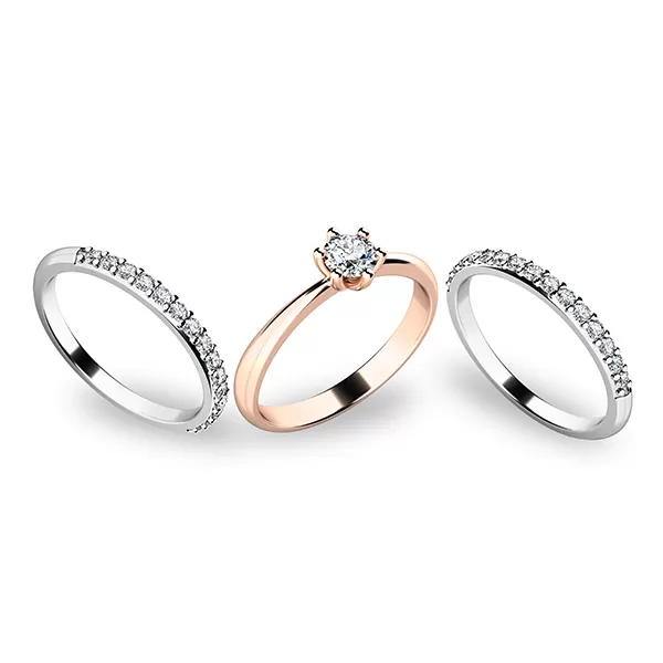 Zásnubní prsten zlato mix 585/1000 zirkon set 10819-SET02-RB