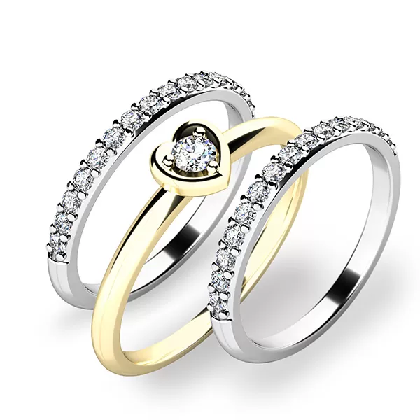 Zásnubní prsten zlato mix 585/1000 set zásnubních 10849-SET02-ZB