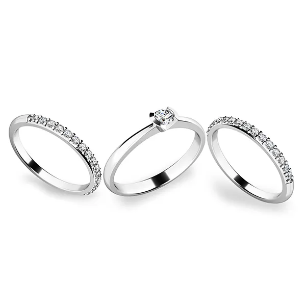 Zásnubní prsten bílé zlato 585/1000 zirkon set zásnubních 10840-SET02-BB