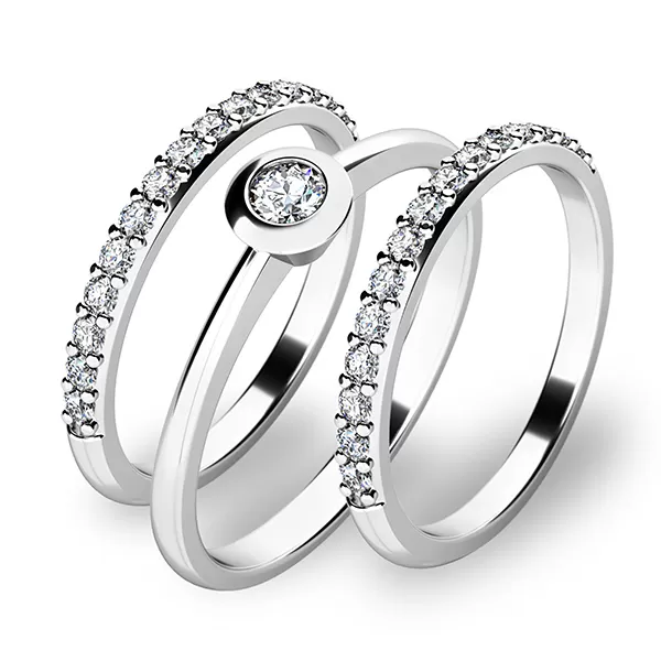 Zásnubní prsten bílé zlato 585/1000 set zásnubních 10807-SET02-BB