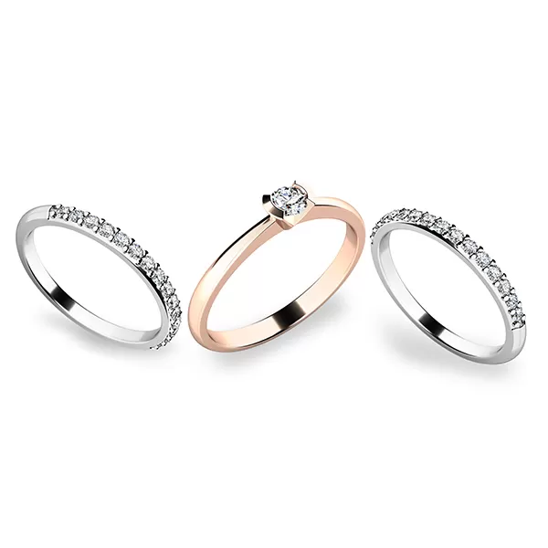 Zásnubní prsten zlato mix 585/1000 set zásnubních 10840-SET02-RB