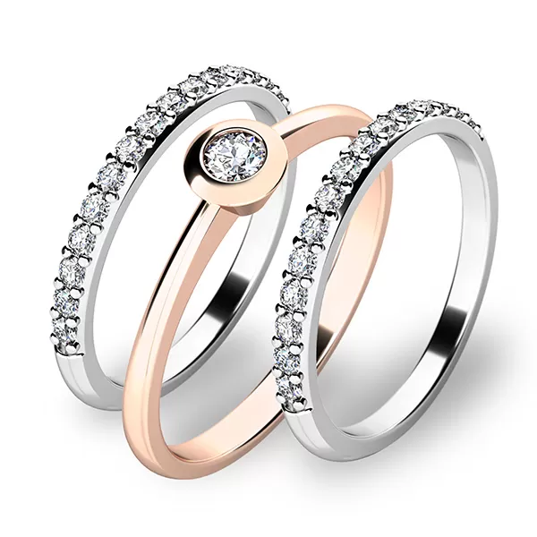 Zásnubní prsten zlato mix 585/1000 set zásnubních 10807-SET02-RB