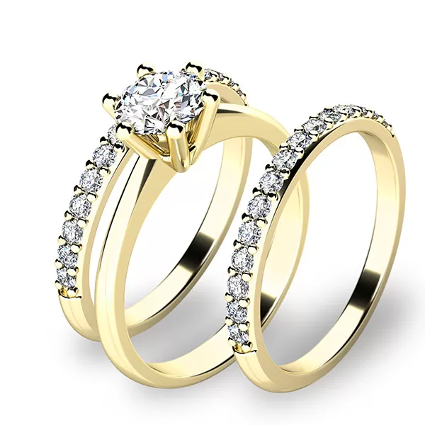 Zásnubní prsten žluté zlato 585/1000 set 10720-SET02-ZZ
