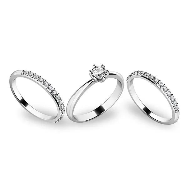 Zásnubní prsten bílé zlato 585/1000 set 10819-SET02-BB