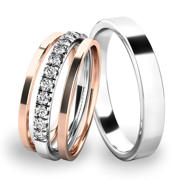 Snubní prsteny bílé zlato 585 zirkon 0.208 ct G/SI set snubních SP-61061-SET02