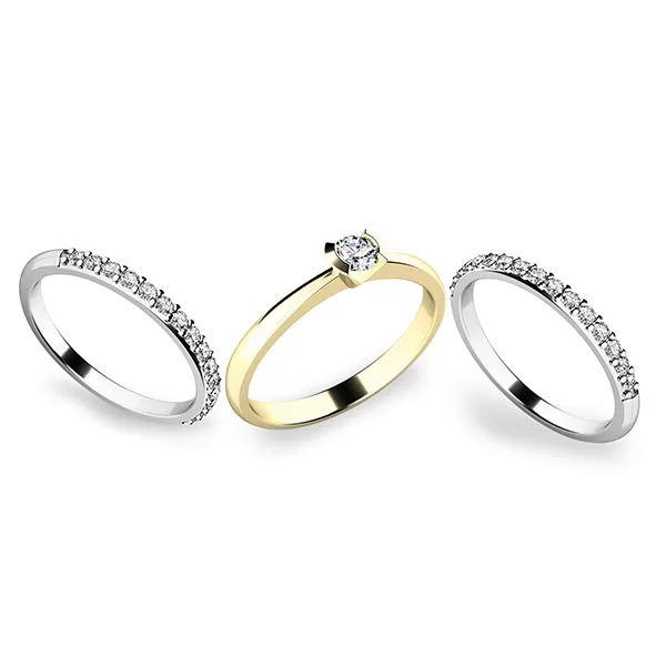 Zásnubní prsten zlato mix 585/1000 zirkon set zásnubních 10840-SET02-ZB