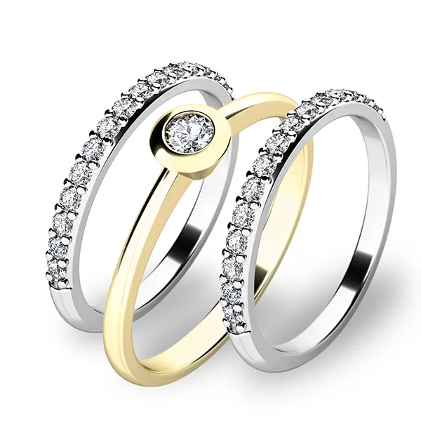 Set zásnubních prstenů ze žlutého a bílého zlata 10807-SET02-ZB