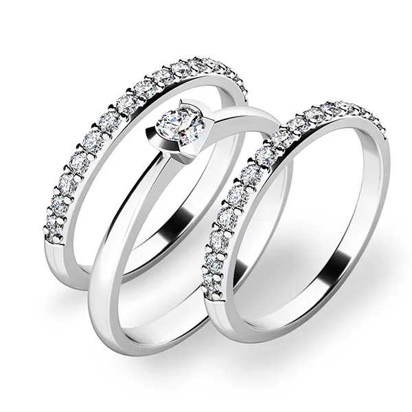 Zásnubní prsten bílé zlato 585/1000 zirkon set zásnubních 10840-SET02-BB