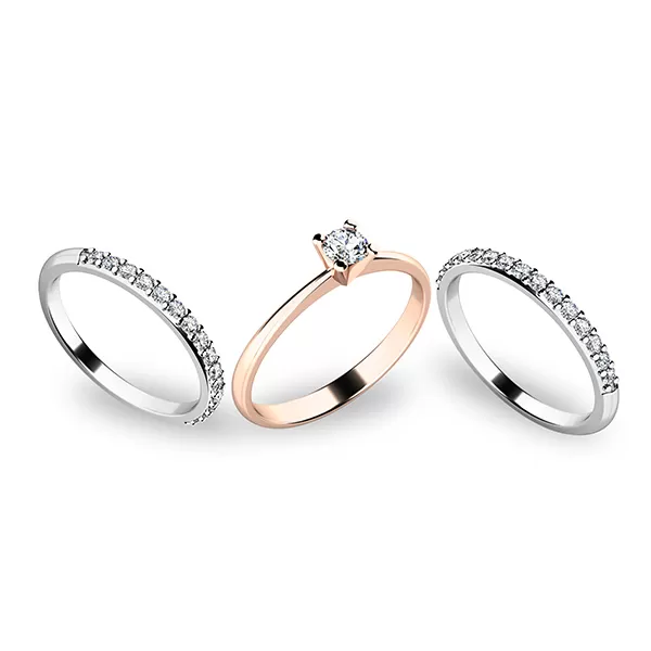 Zásnubní prsten zlato mix 585/1000 set v kombinaci růžového 10820-SET02-RB