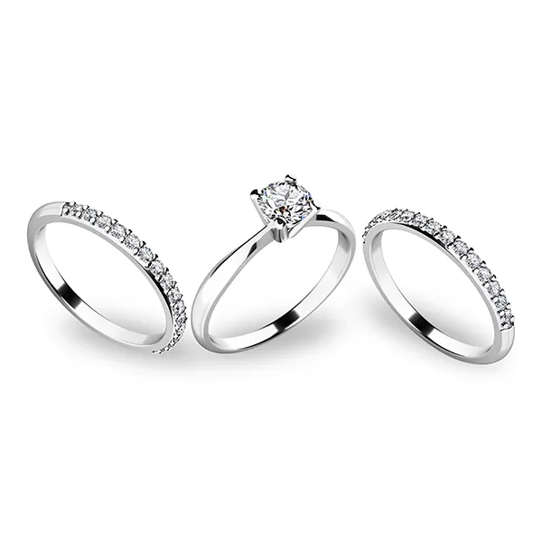 Zásnubní prsten bílé zlato 585/1000 set zásnubních 10770-SET02-BB