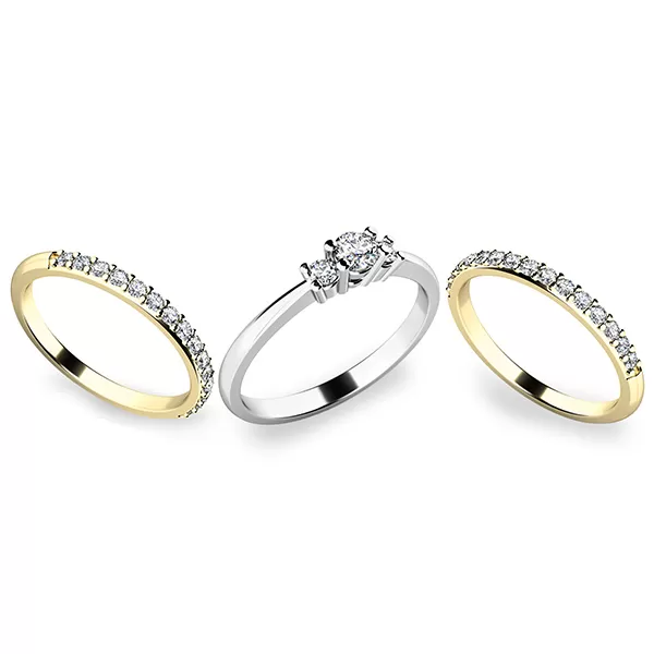 Zásnubní prsten zlato mix 585/1000 set zásnubních 10843-SET02-BZ