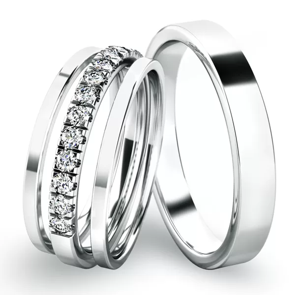 Snubní prsteny bílé zlato 585 zirkon 0.208 ct G/SI set snubních SP-61061-SET02