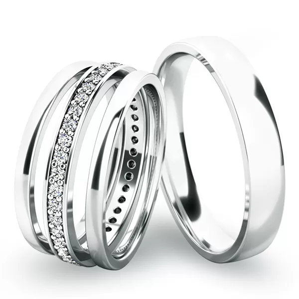 Snubní prsteny bílé zlato 585 zirkon 0.380 ct G/SI set snubních SP-61044-SET02