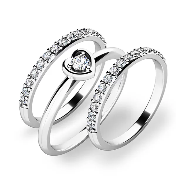 Nádherný set zásnubních prstenů z bílého zlata 10849-SET02-BB