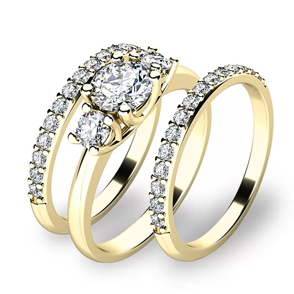 Zásnubní prsten žluté zlato 585/1000 set zásnubních 10803-SET02-ZZ