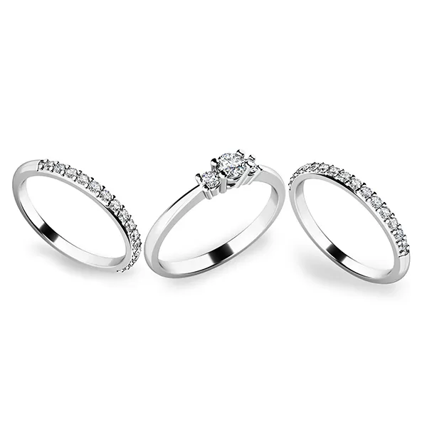 Zásnubní prsten bílé zlato 585/1000 set zásnubních 10843-SET02-BB