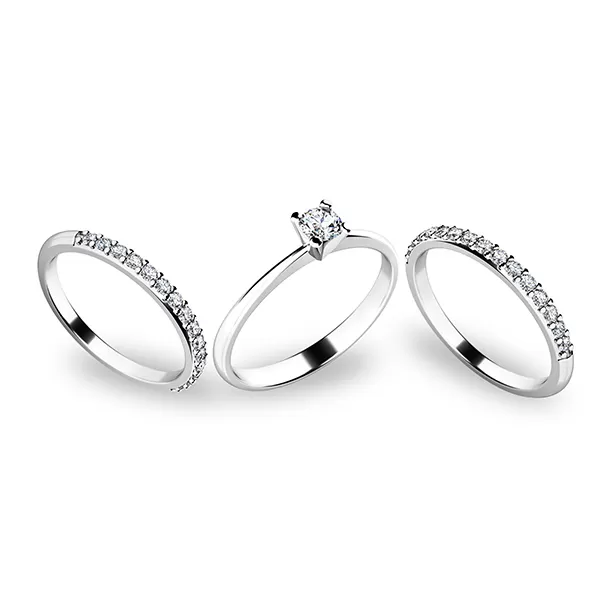 Zásnubní prsten bílé zlato 585/1000 set 10820-SET02-BB