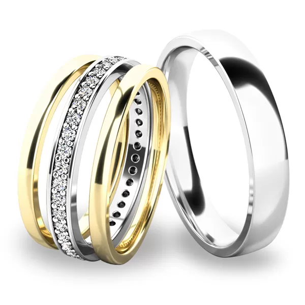 Snubní prsteny bílé zlato 585 zirkon 0.380 ct G/SI set snubních SP-61044-SET02