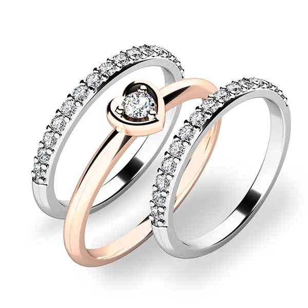 Zásnubní prsten zlato mix 585/1000 set zásnubních 10849-SET02-RB