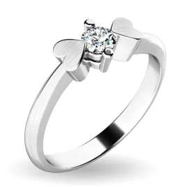 Zásnubní prsten bílé zlato 585/1000 přírodní diamant 0.130 ct G/SI srdíčky ZP-10932D