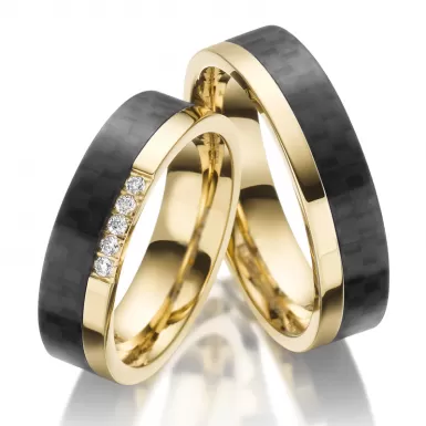 Snubní prsteny ocel zirkon s karbonem SP-ES-024