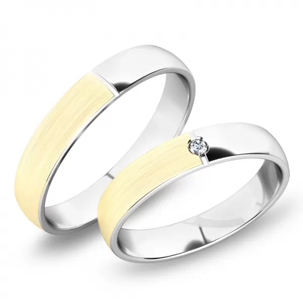 Snubní prsteny zlato mix 585 zirkon 0.025 ct kombinované SP-244-KMN