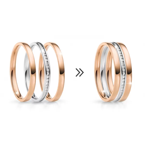 Snubní prsteny ocel zirkon ke skládání SP-NS-03-04-03