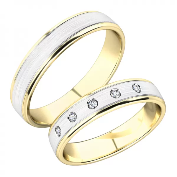 Snubní prsteny zlato mix 585 zirkon 0.025 ct G/SI SP-251-ZB