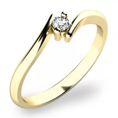 Zásnubní prsten žluté zlato 585/1000 přírodní diamant 0.045 ct G/SI ZP-10846D-ZL