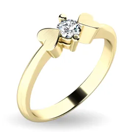 Zásnubní prsten žluté zlato 585/1000 přírodní diamant 0.130 ct G/SI srdíčky ZP-10932D-ZL