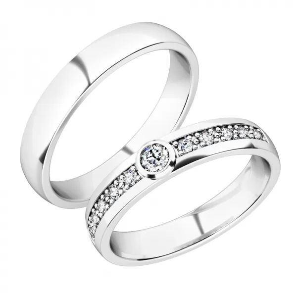 Snubní prsteny bílé zlato 585 se zirkony SP-61091-B-ZIR