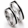 Snubní prsteny ocel přírodní diamant 0.045 ct G/SI keramikou ST142