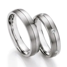 Snubní prsteny titan s ocelí přírodní diamant 0.018 ct TS608