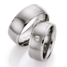 Snubní prsteny titan přírodní diamant 0.030 ct briliantem T712B