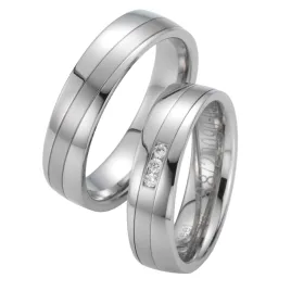 Snubní prsteny ocel přírodní diamant 0.060 ct G/SI ST20090