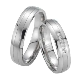 Snubní prsteny ocel přírodní diamant 0.060 ct G/SI ST20070