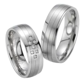 Snubní prsteny ocel přírodní diamant 0.070 ct G/SI ST20170