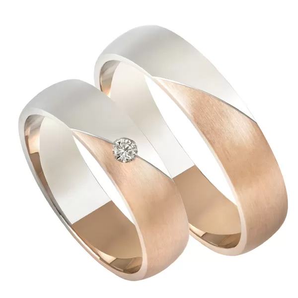 Snubní prsteny zlato mix 585 zirkon 0.045 ct SP-208